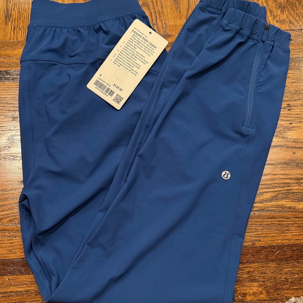 Lululemon Blue Track Pants with Elastic Waistband and Tapered Leg